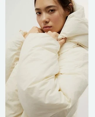 Free People Cozy Cloud Puffer Jacket White Cream Hooded Oversized Large - Image 1 of 4