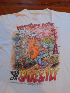 Vintage FoxTees Amsterdam 'Why Drink & Drive' T Shirt Single Stitch Size XL - Picture 1 of 10