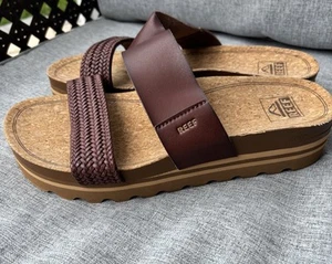 Reef Cushion Vista 8.5M Hi Women's Comfort Platform Sandals Chocolate - Picture 1 of 13