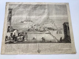 Antonio Sandi 1789 Engraving Showing The Venetian Lagoon Frozen - Picture 1 of 13