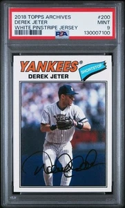 PSA 9 2018 TOPPS ARCHIVES 200 DEREK JETER WHITE PINSTRIPE JERSEY - Picture 1 of 2