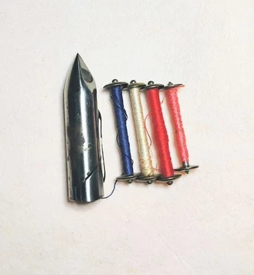 Antique Treadle Sewing Machine Bullet Shuttle W/4 Brass Bobbins Unbranded - Image 1 of 4