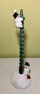 Vintage Sigma Tatesetter Christmas Ceramic Snowman Candle Holder & Hugger - Picture 1 of 15