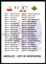 1998-99 McDonald's Ice Checklist #CL
