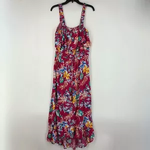 Harlow & Rose Womens XL Maxi Sun Dress Bright Pink Tropical Floral Sleeveless - Picture 1 of 10