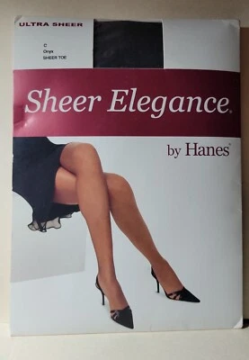 Hanes Sheer Elegance Sheer Toe Pantyhose Black Onyx Size C NOS 2004 - Image 1 of 4