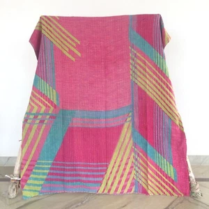 Twin Quilt Bed Runner Kantha Vintage Bedspread Cotton Hippie Boho Blanket - Picture 1 of 4