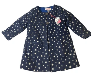 Siaomimi Girls Coat A Line Blue Stars Long Sleeve 2 Button Front Size 6Y NWT - Picture 1 of 10