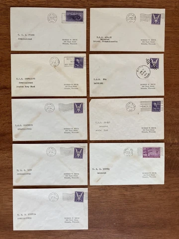 Lot of (9) USS Launched and Commissioned Navy Envelopes from WWII 1944 1945 Cover