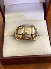 C^A  .925 Sterling Silver gold plate Two Toned Textured Woven Dome Ring Sz 7.75