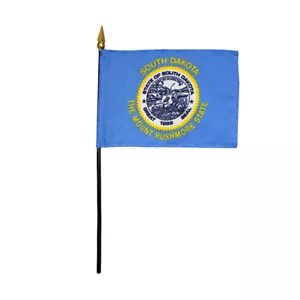 South Dakota SD State Polyester Miniatur Tischplatte Schreibtisch Flagge 4" x 6" (12er Pack) - Bild 1 von 3
