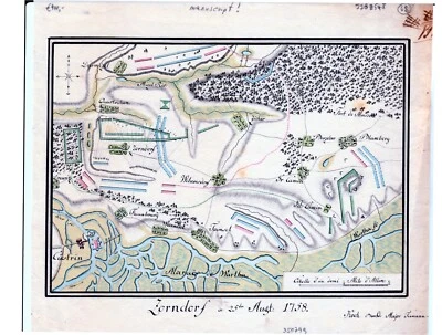 Antique map, MANUSCRIPT, Battle of Zorndorf (Sarbinowo Lubuskie, Poland), 1758 - Image 1 of 2