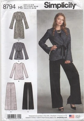 Simplicity Sewing Pattern 8794 Coat Jacket Knit Trousers & Shirt Size 6 - 14 New - Image 1 of 4