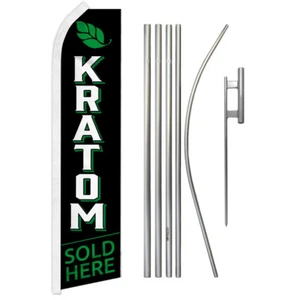 Kr8tom Sold Here Swooper Flutter Feather Advertising Flag Pole Kit Smoke Shop - Picture 1 of 8
