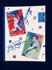 1990 NATL BASEBALL HALL OF FAME YEARBOOK COVER SIGNED JOE MORGAN, JIM PALMER