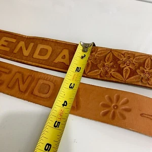 Personalized“Brenda”Floral 2 Leather Belts Only Hand Tooled Western Sz.37and 40” - Picture 1 of 15