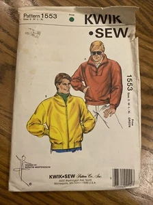 KWIK SEW MEN'S Loose-fitting JACKET for Stretch Knits 1553 Sewing Pattern UC VTG - Picture 1 of 2