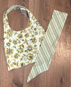 Brown White Green Floral Paisley Print Quilted Medium Size Shoulder Bag w/Scarf - Picture 1 of 4