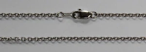 18Kt 18K White Solid Gold 16 18 20 24" 1.8mm Cable Necklace Chain Lobster - Picture 1 of 2