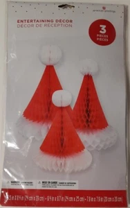 American Greetings Santa Hat Christmas Paper Honeycomb Centerpiece Decorations - Picture 1 of 3