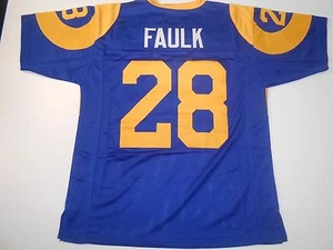 UNSIGNED CUSTOM Sewn Stitched Marshall Faulk Blue Jersey - M, L, XL, 2XL, 3XL - Picture 1 of 2