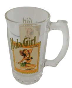 Hula Girl Lager Beer Heavy Glass Mug Brewed In Hawaii Dual Sided Print 6" High - Picture 1 of 5