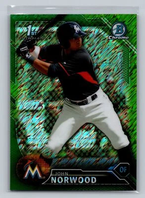 2016 Bowman #BCP27 John Norwood Chrome Prospects Green Shimmer Refractor #/99 - Image 1 of 2