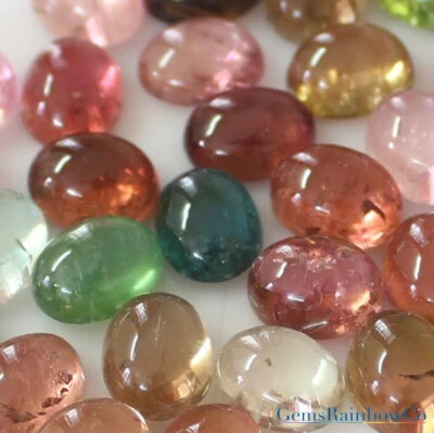 Tourmaline Oval  8x6mm, 9x7mm and 10x8mm Multi-colour Cabochon Loose gemstone - Image 1 of 4