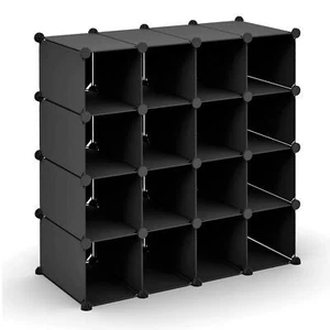 Vinsani Interlocking 16 Section Multi-Purpose Cube Shoe Rack Organiser  - Picture 1 of 25
