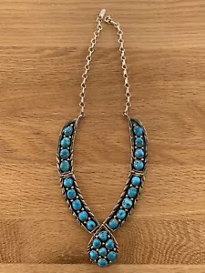 NEW - RB RUNNING BEAR 925 STERLING TURQUOISE NAVAJO SOUTHWEST NECKLACE - Picture 1 of 10
