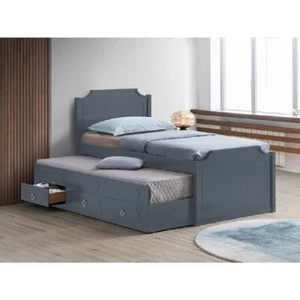 Wooden Twin-Twin Platform Bed for Kids w/ Trundle Bed & Storage Drawers, Gray - Picture 1 of 3