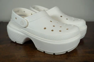 CROCS Womens STOMP CLOG 209347-0WV White Chalk Platform Lift Size M7/W9 - Picture 1 of 6
