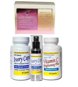 Ivory Caps Whitening Lightening Glutathione (System 1) + Whitening/Peeling Soap - Picture 1 of 5