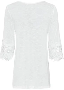 Shirt mit Spitze Gr. 32/34 Wollweiß Damenshirt Top Bluse Oberteil Neu R-Ware - Bild 1 von 1