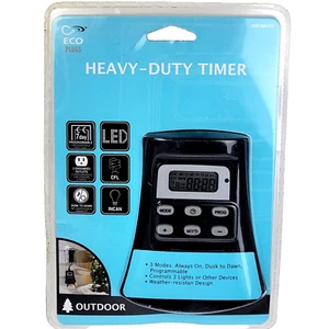 Eco Plugs HEAVY-DUTY TIMER 3 Grounded Outlets 7-Day Program Weather Resistant - Picture 1 of 5
