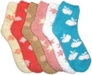 6 paia calze ciabatte morbide donna comode fuzzy crew taglia 9-11 multicolore - Foto 1 di 1