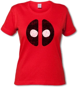MUTANT MASK LOGO WOMAN T-SHIRT - Symbol Superhero Comic Movie Deadpool Cancer - Picture 1 of 2