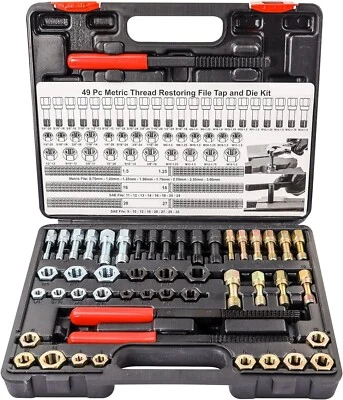 49PC Thread Repair Tool UNC UNF Metric Thread Chaser Restorer Kit with Tap Dies - Image 1 of 4