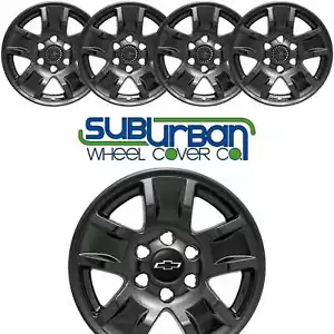 2014-2018 Chevrolet Silverado 1500 IMP-390BLKN 17" Gloss Black Wheel Skins SET/4 - Picture 1 of 7