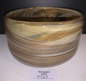 Mundgeblasen Kunstglas Kerzenhalter oder Schale braun creme Wirbel - Bild 1 von 17