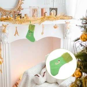  Calze Natalizie Capelli Verdi Albero da Appendere Ornamenti con Cinghia - Foto 1 di 19