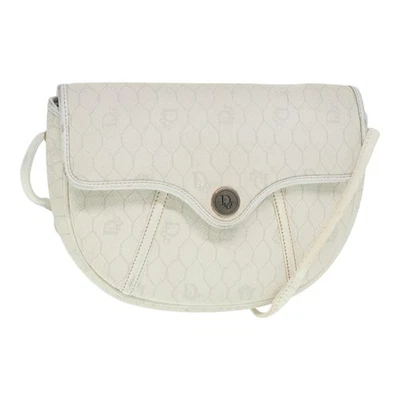 Auténtico bolso de hombro Christian Dior de lona nido de abeja PVC cuero blanco dorado 90372 Foto 1 de 4