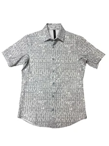 Lululemon Airing Easy Shirt SS Button Down Gray Patterned Casual Men Sz XS NWOT - Picture 1 of 9