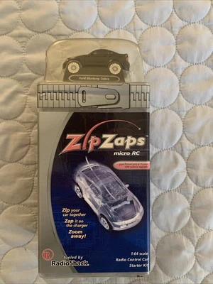 Radio Shack Zip Zaps Micro RC Car Black Ford Mustang Cobra Body Kit Nib 1:64 - Image 1 of 4