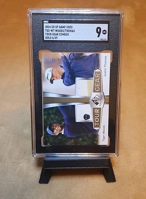 2024 UD SP Game Used Tiger Woods Justin Thomas Tour Gear Skull /49 SGC 9 - Image 1 of 3