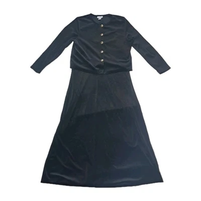 CONJUNTO DE JAQUETA SOCIAL DE VELUDO PRETO VINTAGE DIANE VON FURSTENBERG THE COLOR AUTHORITY TAMANHO G - Imagem 1 de 4