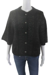 Nanette Lepore Womens Wool Buttoned Short Sleeve Sweater Black Size S - Picture 1 of 6