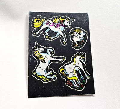 Rare Neon Vintage 80's BJ Decal Specialties Mylar Foil Vending Unicorn Stickers - Image 1 of 4