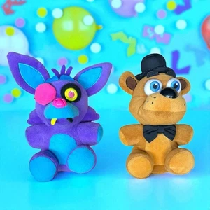 Five Nights At Freddys FNAF Blacklight Foxy & Freddy Fazbear 8” Stuffed Plushies - Picture 1 of 5
