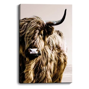 Highland Mucca Wall Art Country Casale Decorazione da Parete Forte Fiducia Yak Canva... - Foto 1 di 8